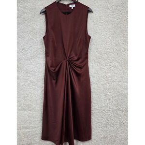 Theory Project Twist Front Midi Dress Women 12 Canyon Burgundy Drape Sheen Luxe